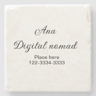Simple minimal add your name text place city phone stone coaster