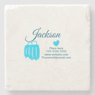 Simple minimal add your name text place city phone stone coaster