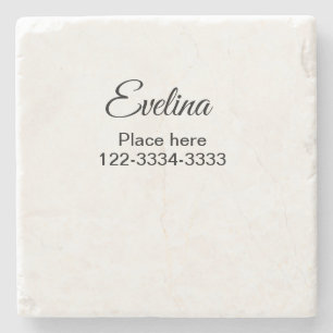 Simple minimal add your name text place city phone stone coaster