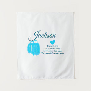 Simple minimal add your name text place city phone tapestry