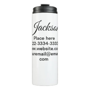 Simple minimal add your name text place city phone thermal tumbler