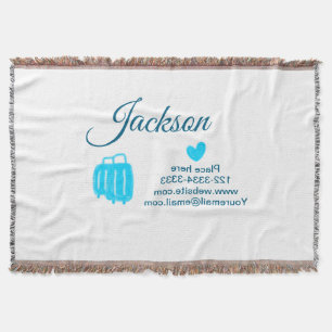 Simple minimal add your name text place city phone throw blanket