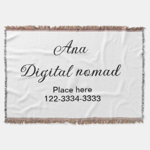 Simple minimal add your name text place city phone throw blanket