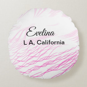 Simple minimal add your name text place city pink round cushion