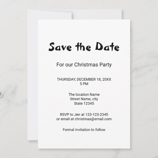 simple minimal add your name text save the date (Front)