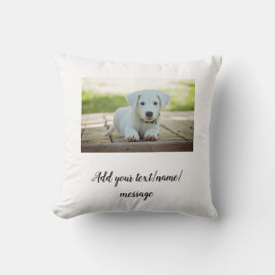 simple minimal add your pet photo name collage cushion