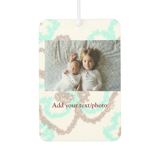 simple minimal ADD YOUR PHOTO TEXT blue glitter Th Car Air Freshener (Front)