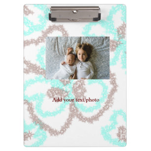 simple minimal ADD YOUR PHOTO TEXT blue glitter Th Clipboard