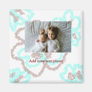 simple minimal ADD YOUR PHOTO TEXT blue glitter Th Magnet