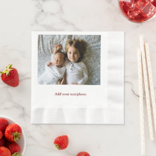 simple minimal ADD YOUR PHOTO TEXT CHRISTMAS N Napkin