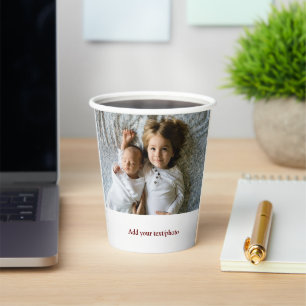 simple minimal ADD YOUR PHOTO TEXT CHRISTMAS     P Paper Cups