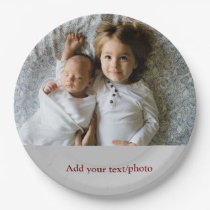 simple minimal ADD YOUR PHOTO TEXT CHRISTMAS P Paper Plate
