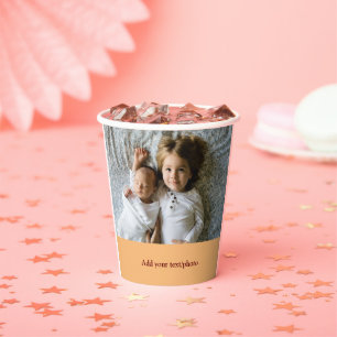 simple minimal ADD YOUR PHOTO TEXT CHRISTMAS Paper Cups