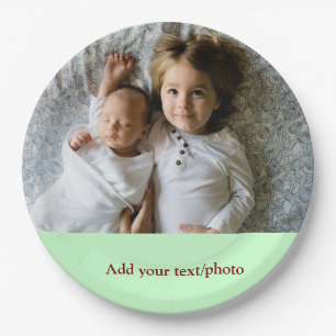 simple minimal ADD YOUR PHOTO TEXT CHRISTMAS Paper Plate
