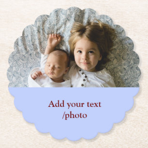 simple minimal ADD YOUR PHOTO TEXT CHRISTMAS S Paper Coaster