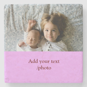 simple minimal ADD YOUR PHOTO TEXT CHRISTMAS S Stone Coaster