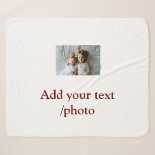 simple minimal ADD YOUR PHOTO TEXT CHRISTMAS Sherpa Blanket