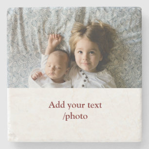 simple minimal ADD YOUR PHOTO TEXT CHRISTMAS Stone Coaster