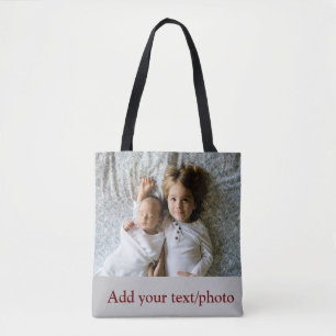 simple minimal ADD YOUR PHOTO TEXT CHRISTMAS T Tote Bag