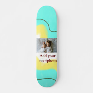 simple minimal ADD YOUR PHOTO TEXT CHRISTMAS yello Skateboard