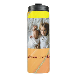 simple minimal ADD YOUR PHOTO TEXT CHRISTMAS yello Thermal Tumbler