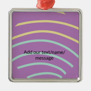 Simple minimal add your photo text glitter sparkle metal ornament