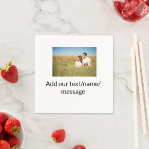 Simple minimal add your photo text glitter sparkle napkin