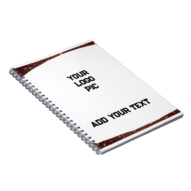 Simple minimal add your photo text glitter sparkle notebook (Right Side)