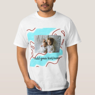 simple minimal ADD YOUR PHOTO TEXTblue watercolor T-Shirt
