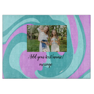 simple minimal add your photo watercolor art throw cutting board