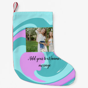 simple minimal add your photo watercolor art throw small christmas stocking