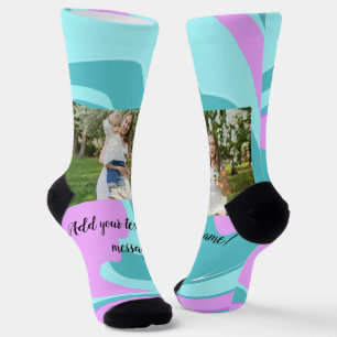 simple minimal add your photo watercolor art throw socks