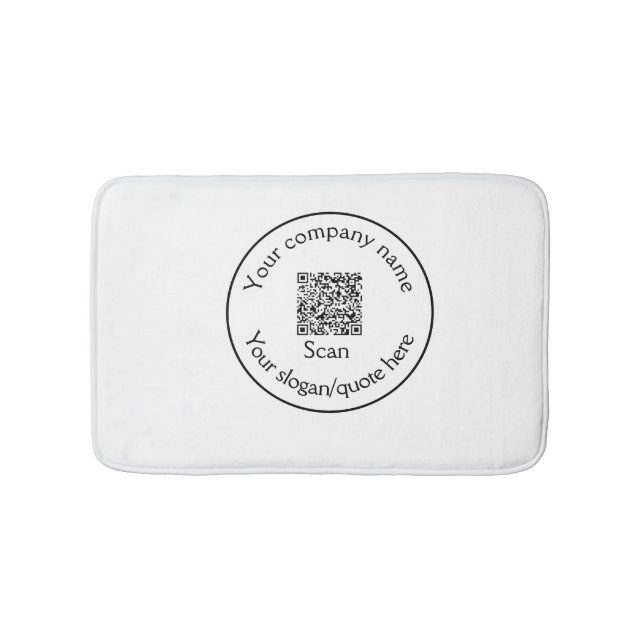 simple minimal add your Q R code scan add name Bath Mat (Front)