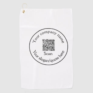 simple minimal add your Q R code scan add name Golf Towel