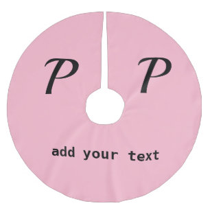 simple minimal add your text monogram photo brus brushed polyester tree skirt