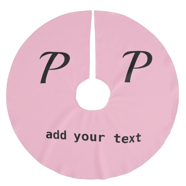 simple minimal add your text monogram photo   brus brushed polyester tree skirt (Front)