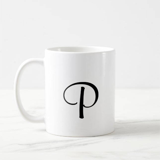 simple minimal add your text monogram photo    cof coffee mug (Left)