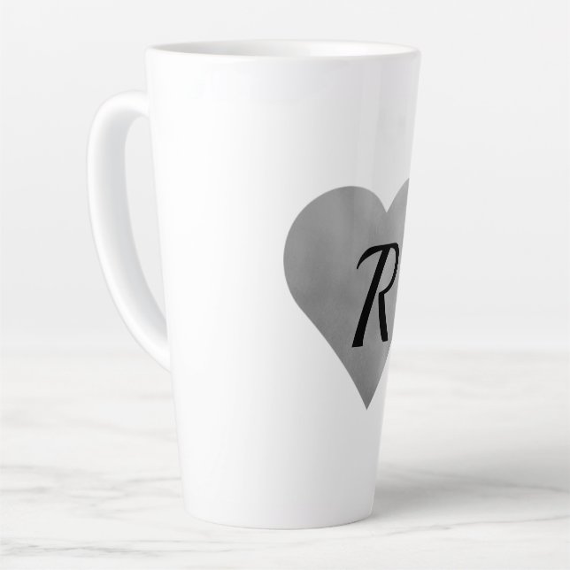 simple minimal add your text monogram photo    cof latte mug (Left Angle)