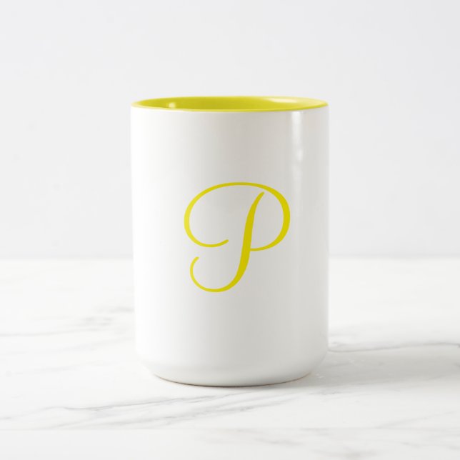 simple minimal add your text monogram photo    cof Two-Tone coffee mug (Center)