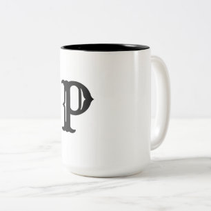 simple minimal add your text monogram photo    cof Two-Tone coffee mug