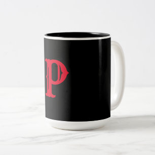 simple minimal add your text monogram photo cof Two-Tone coffee mug