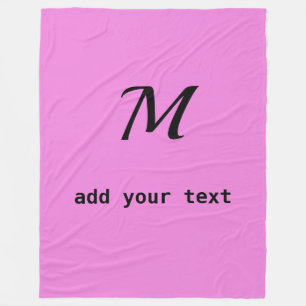 simple minimal add your text monogram photo fleece blanket