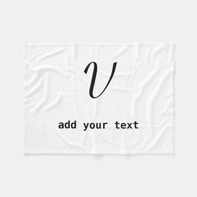 simple minimal add your text monogram photo   thro fleece blanket (Front (Horizontal))