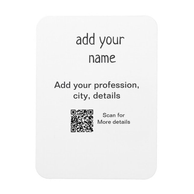 Simple minimal add your text name QR title Magnet (Vertical)