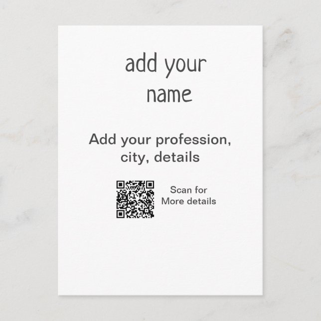 Simple minimal add your text name QR title Postcard (Front)
