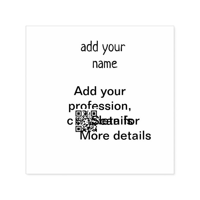 Simple minimal add your text name QR title Self-inking Stamp (Design)