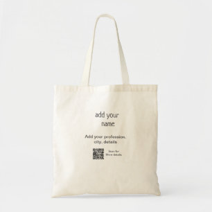Simple minimal add your text name QR title Tote Bag