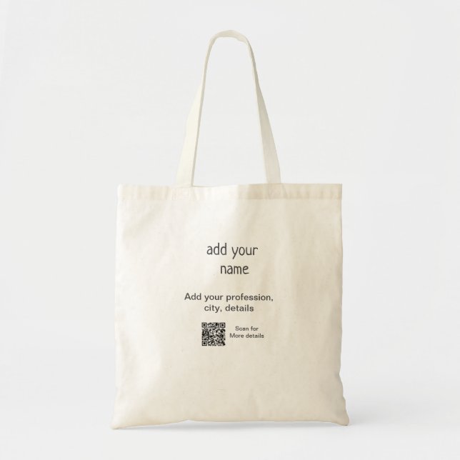 Simple minimal add your text name QR title Tote Bag (Front)