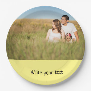simple minimal add your text photo christmas p paper plate