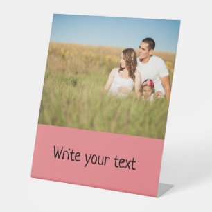 simple minimal add your text photo christmas pedestal sign